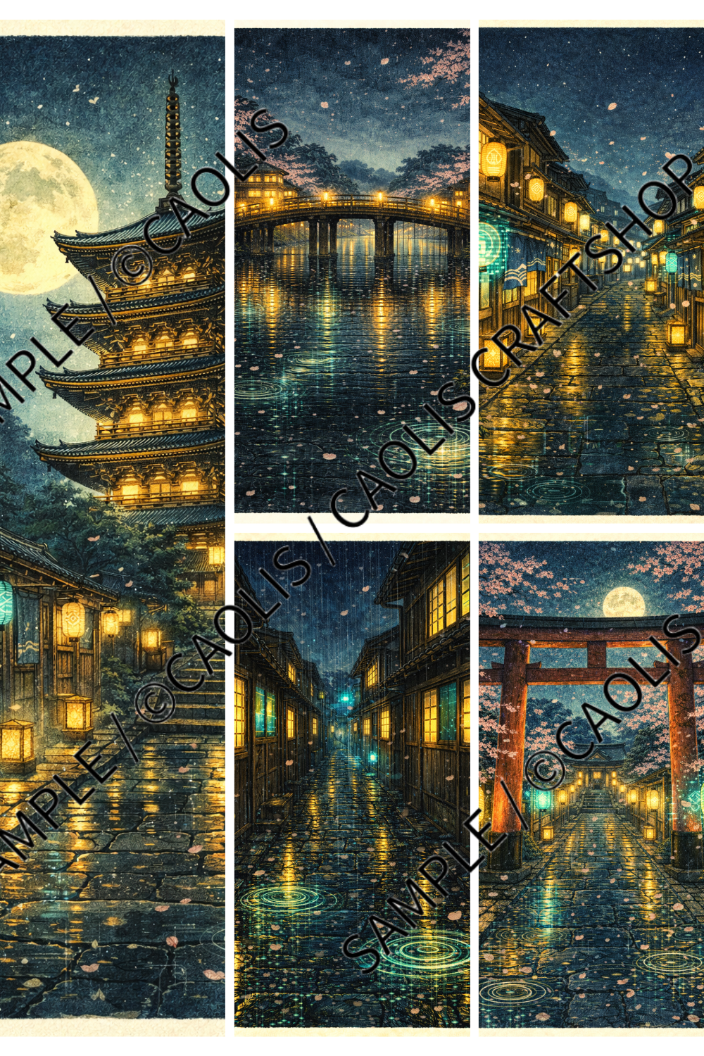 Japanese Night Rain: 5-Piece Artist Discovery Bundle　夜五景