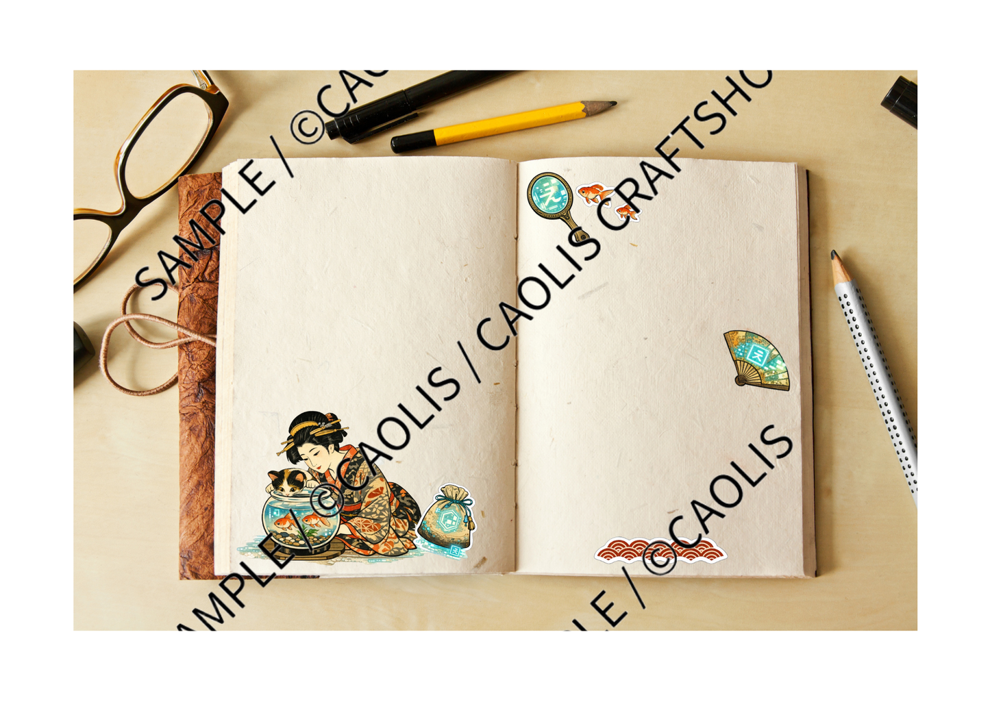 Traditional Goldfish & Ukiyo-e Beauty　お嬢と金魚鉢（浮世絵Ver)